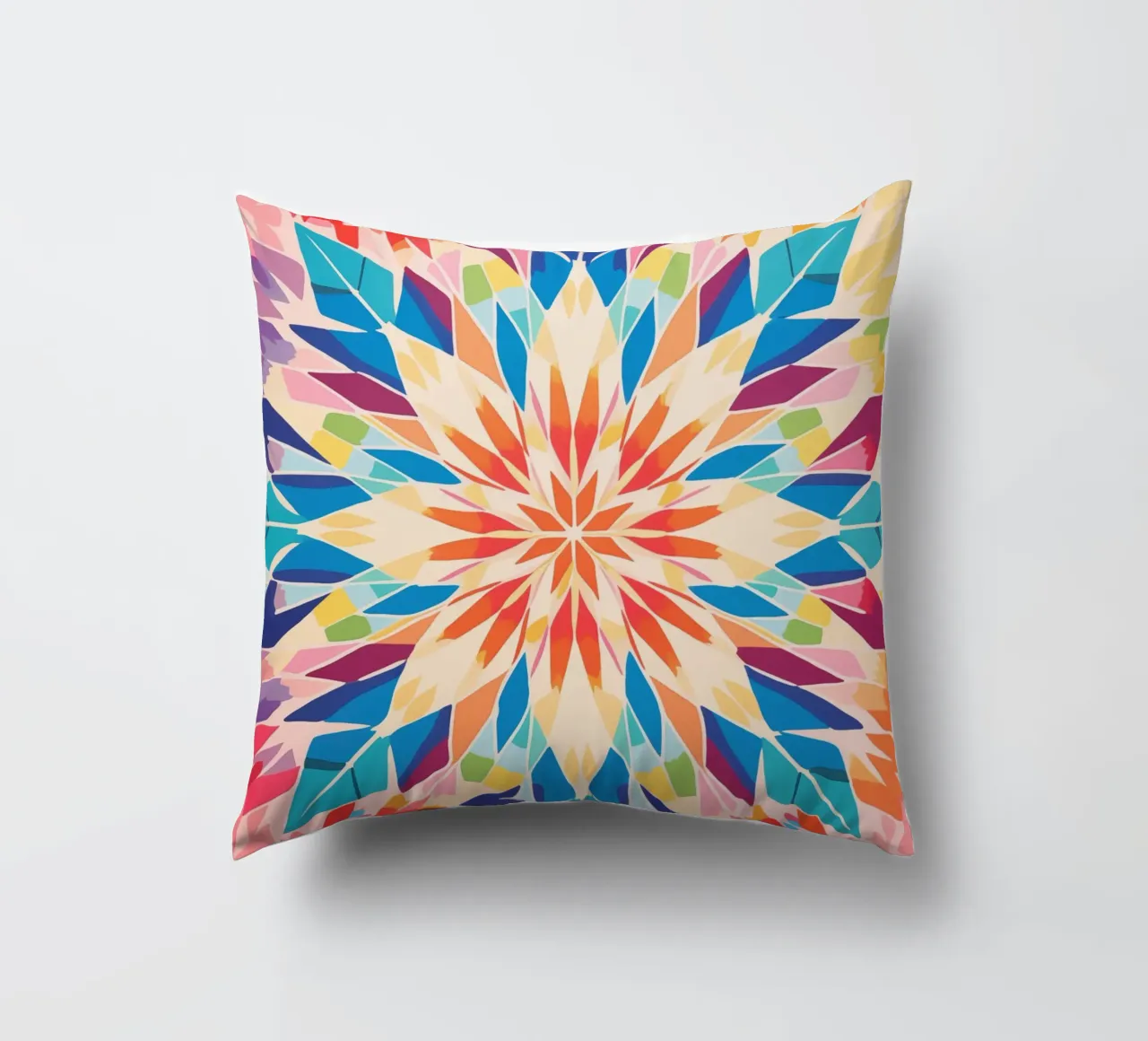 Retro kaleidoscope pattern decorative cushion by Autofocus
