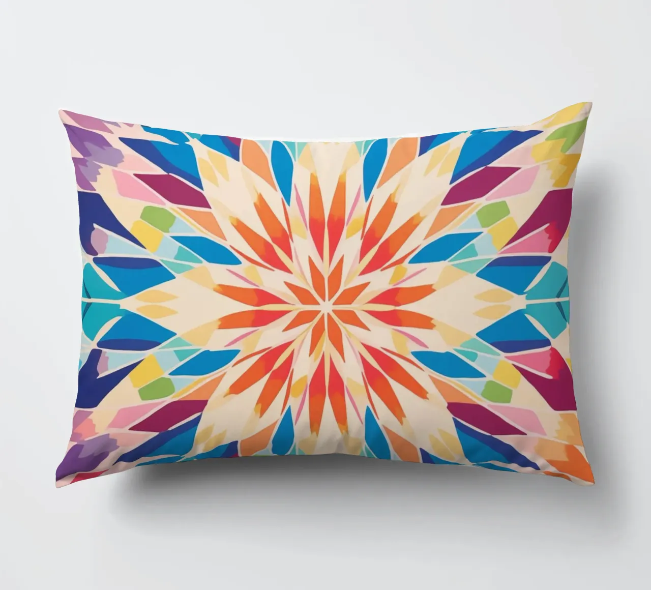 Retro kaleidoscope pattern decorative cushion by Autofocus