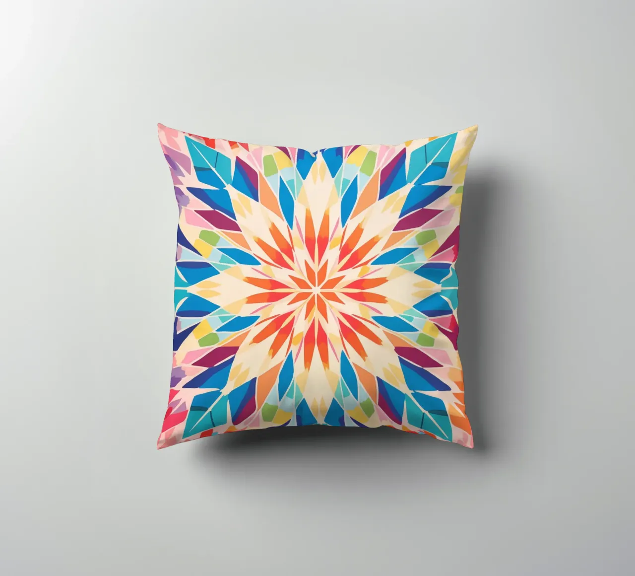 Retro kaleidoscope pattern decorative cushion by Autofocus