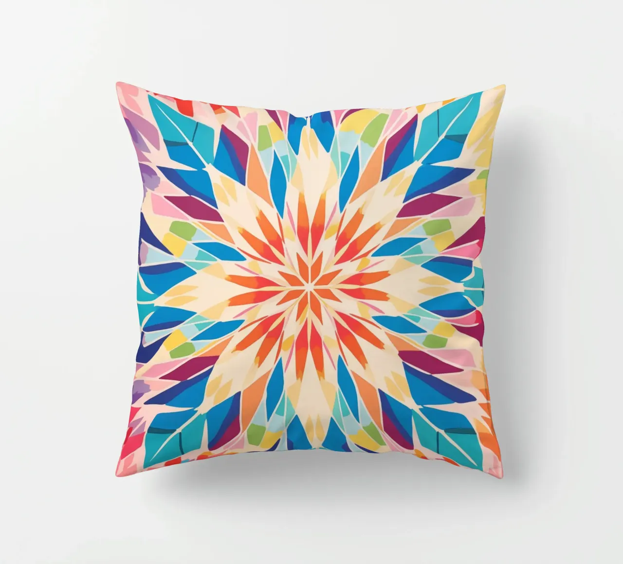 Retro kaleidoscope pattern decorative cushion by Autofocus