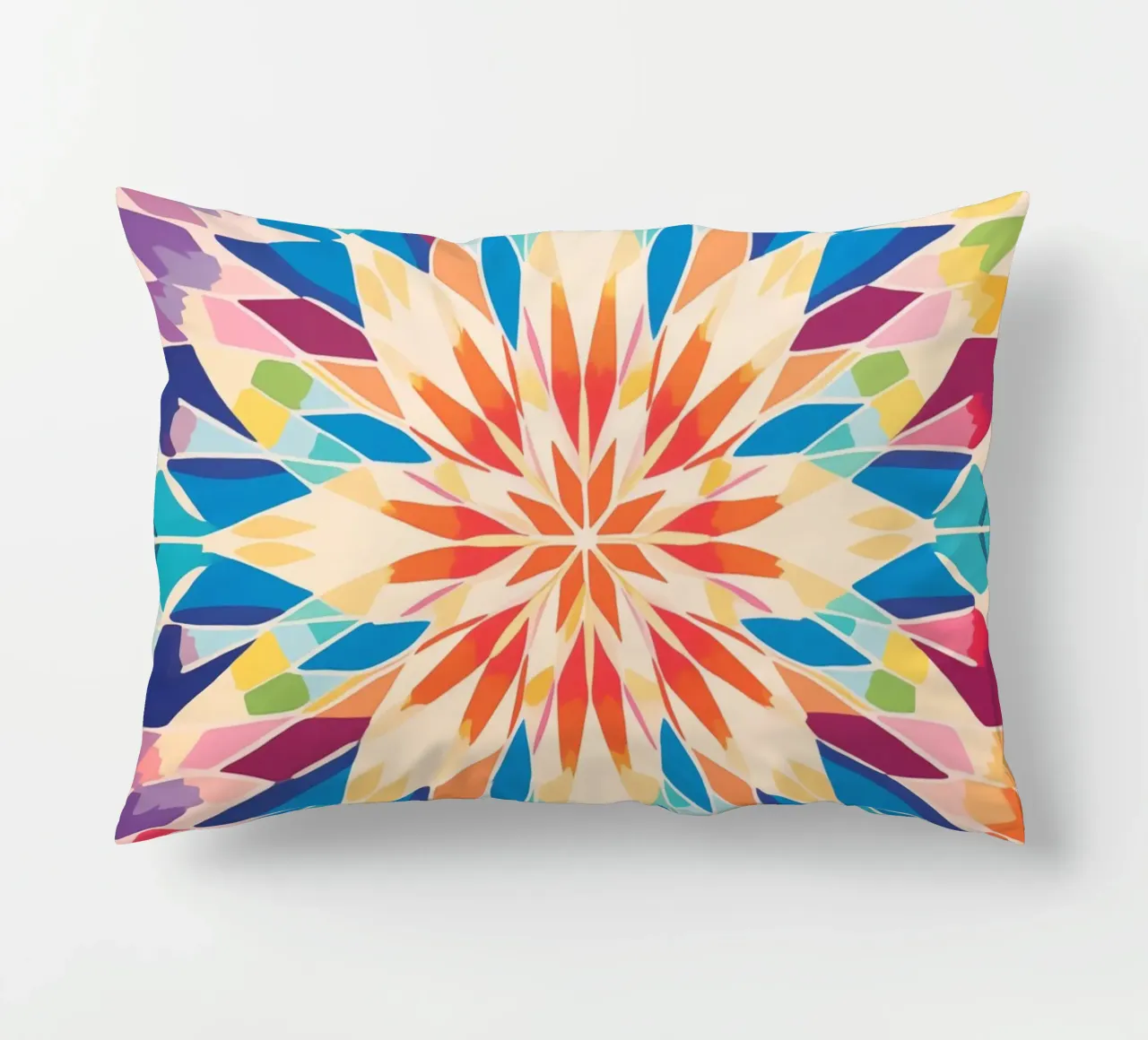 Retro kaleidoscope pattern decorative cushion by Autofocus