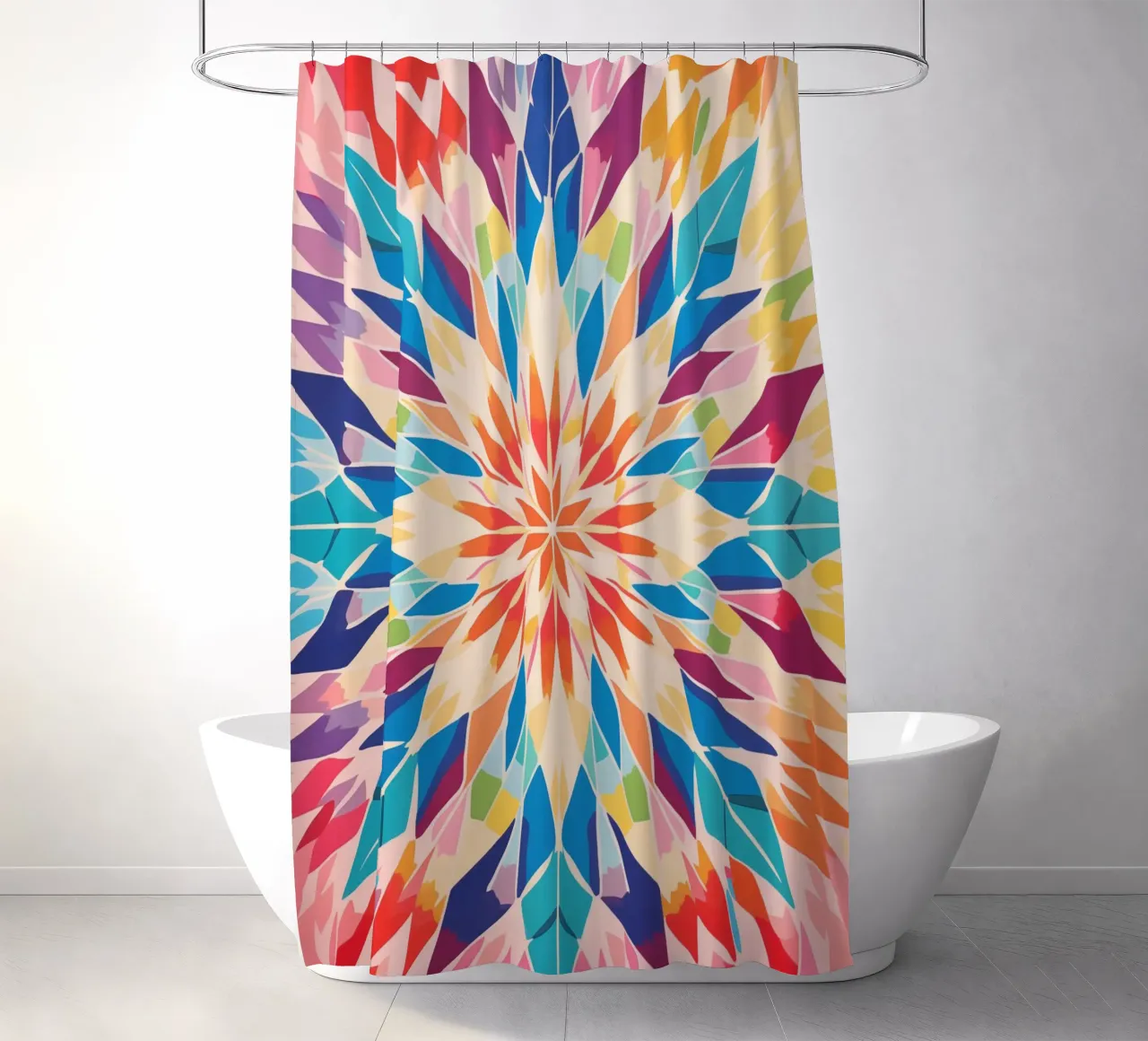 Retro kaleidoscope pattern shower curtain by Autofocus