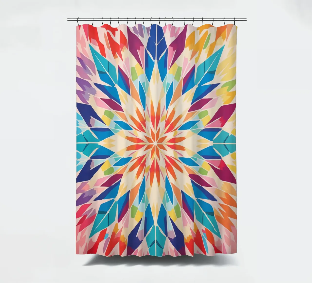 Retro kaleidoscope pattern shower curtain by Autofocus