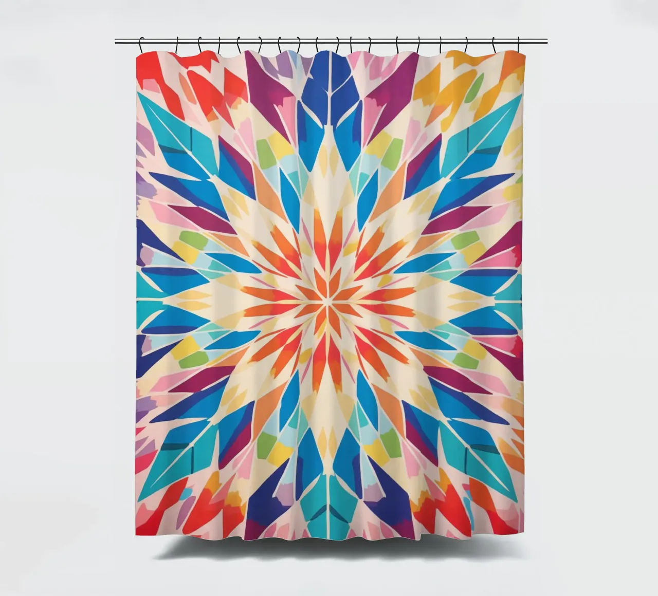 Retro kaleidoscope pattern shower curtain by Autofocus