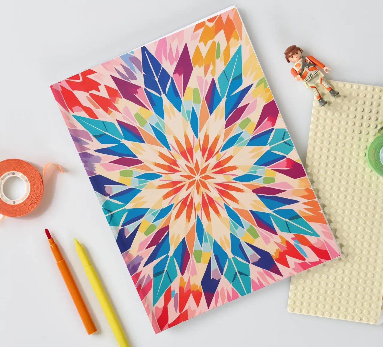 Retro kaleidoscope pattern notebook by Autofocus