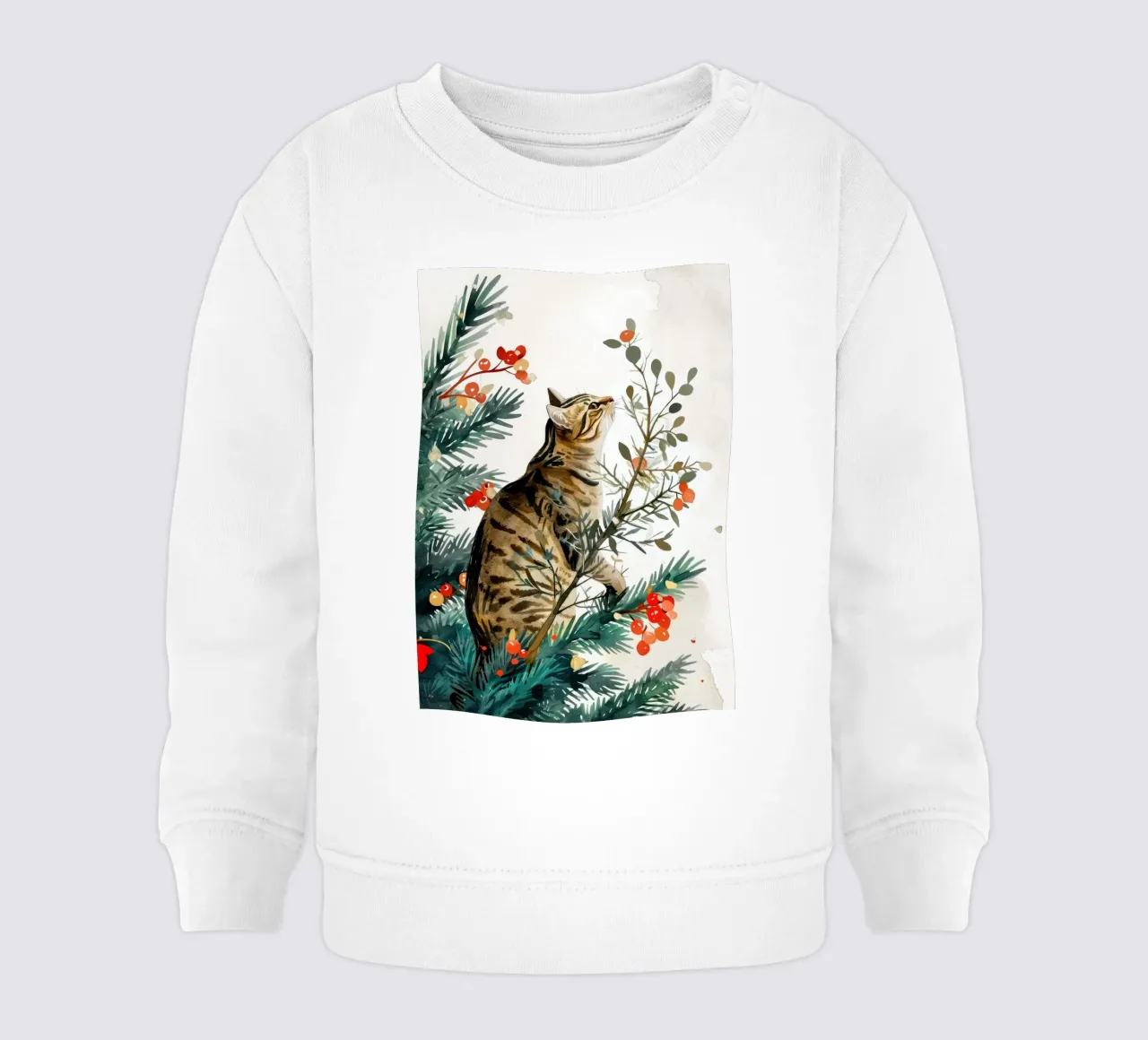 gatto sull'albero di Natale felpa neonato da Justyna Jaszke JBJart