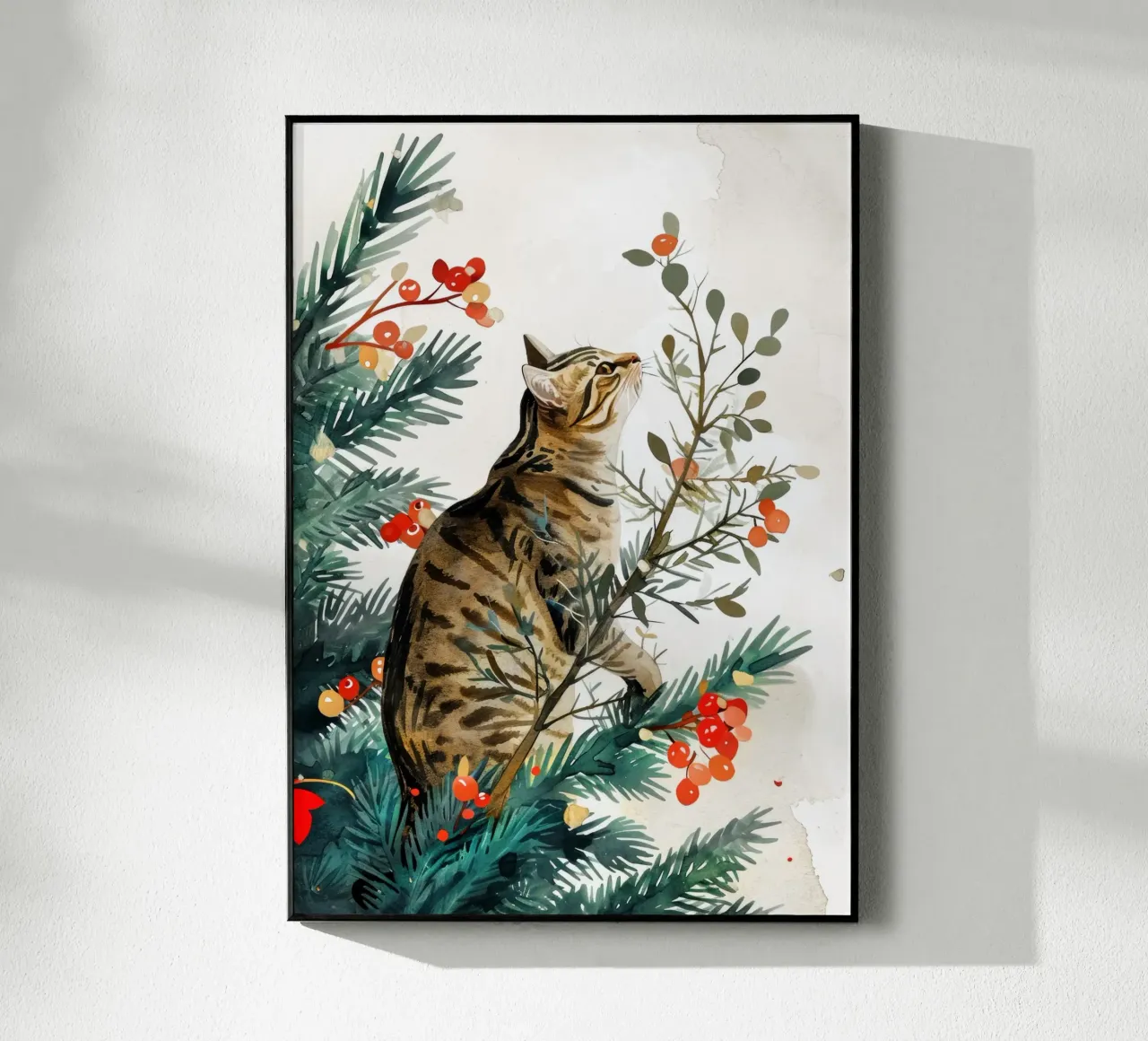 gatto sull'albero di Natale plexiglass da Justyna Jaszke JBJart