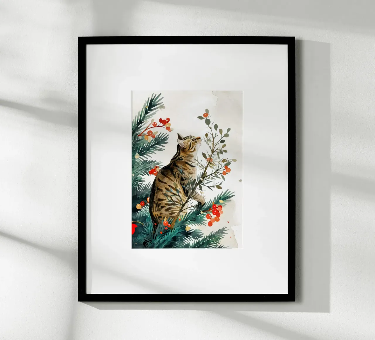 gatto sull'albero di Natale poster da Justyna Jaszke JBJart