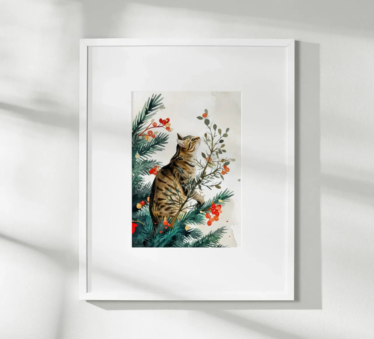 gatto sull'albero di Natale poster da Justyna Jaszke JBJart
