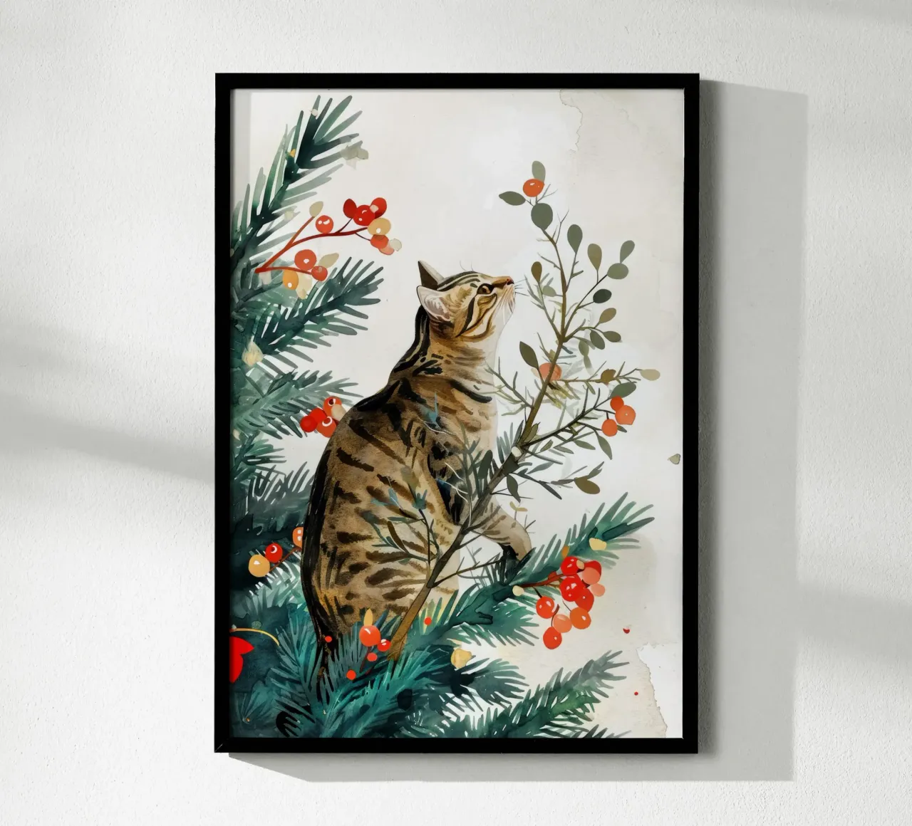 gatto sull'albero di Natale poster da Justyna Jaszke JBJart