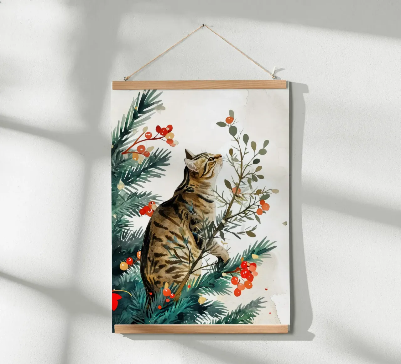 gatto sull'albero di Natale poster da Justyna Jaszke JBJart