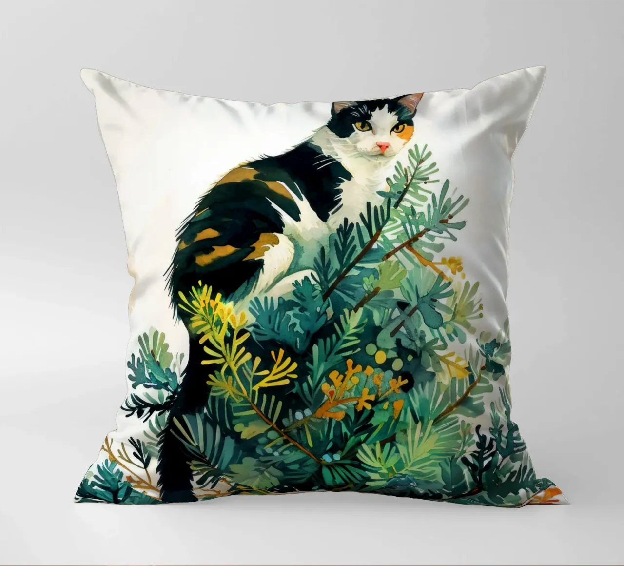 gatto sull'albero di Natale cuscino da Justyna Jaszke JBJart