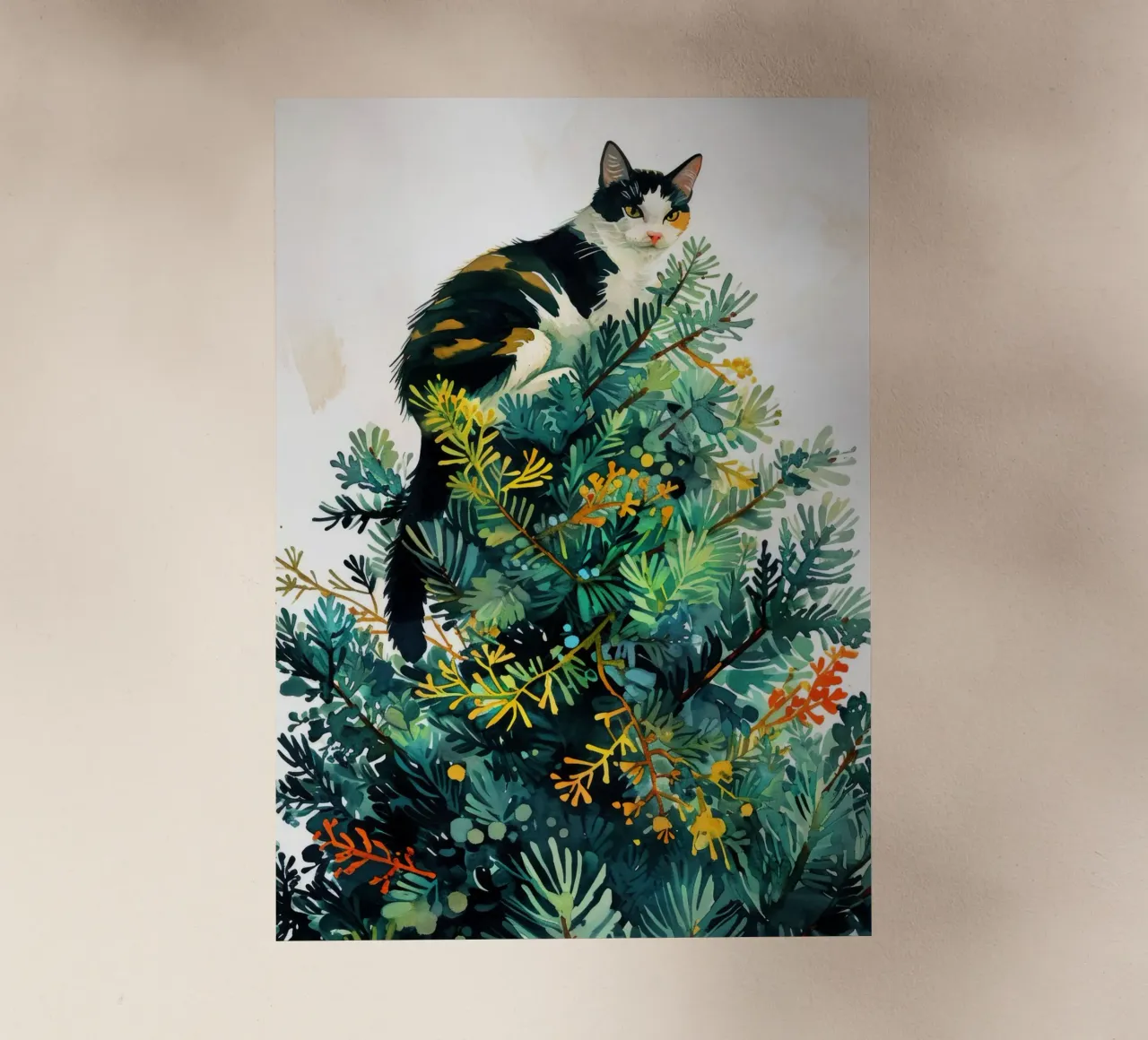 gatto sull'albero di Natale pellicola backlit da Justyna Jaszke JBJart