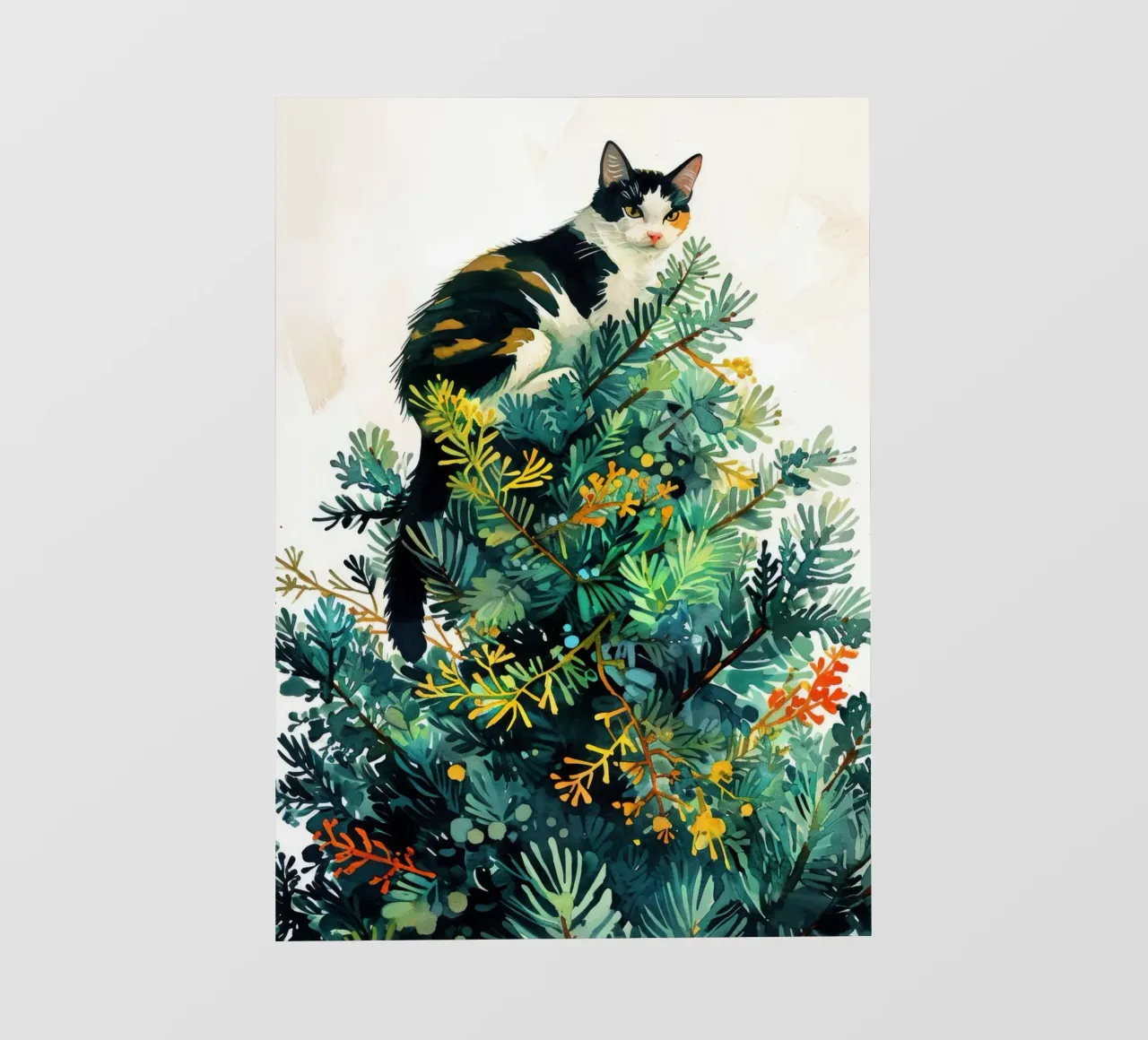 gatto sull'albero di Natale pellicola backlit da Justyna Jaszke JBJart