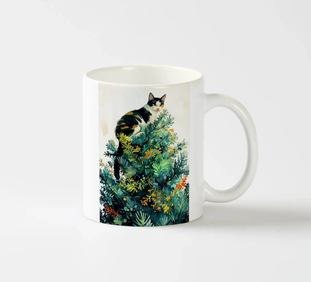 gatto sull'albero di Natale tazza in ceramica da Justyna Jaszke JBJart