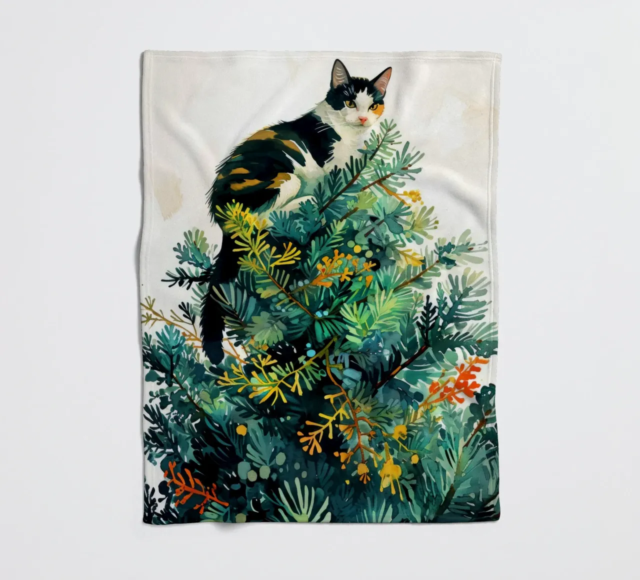 gatto sull'albero di Natale coperta in pile da Justyna Jaszke JBJart
