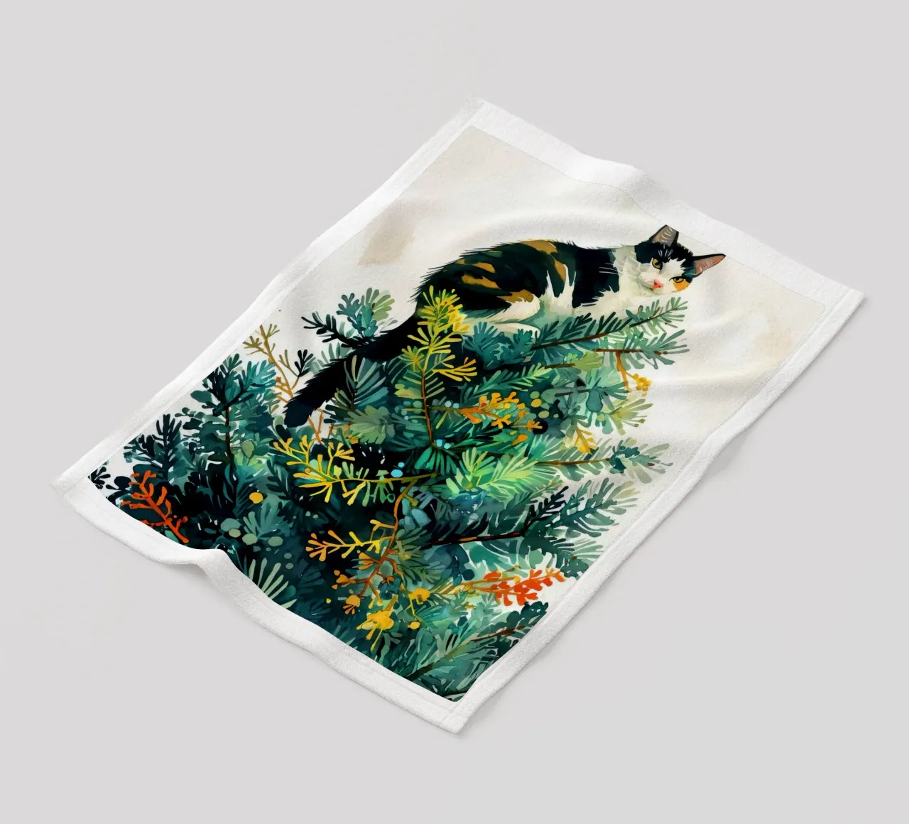 gatto sull'albero di Natale coperta in pile da Justyna Jaszke JBJart