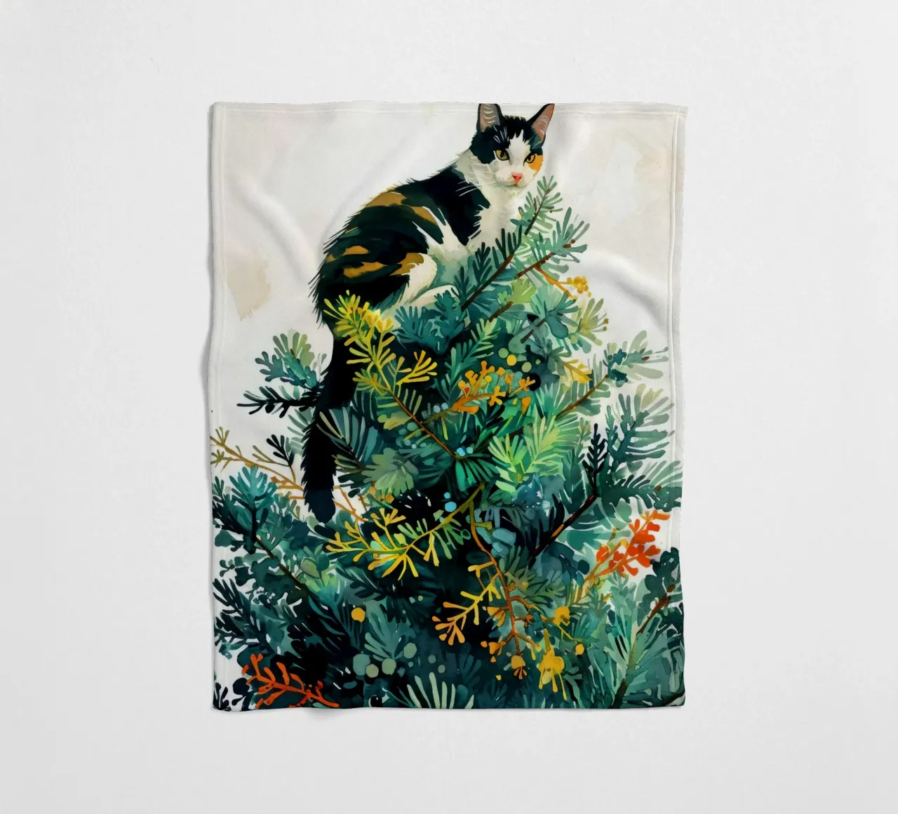 gatto sull'albero di Natale coperta in pile da Justyna Jaszke JBJart