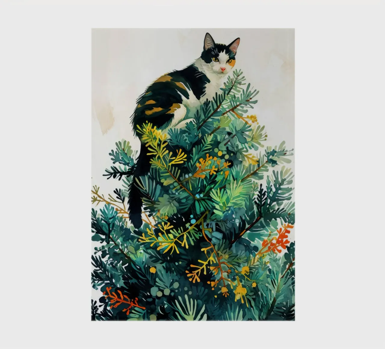 cat on a Christmas tree notebook by Justyna Jaszke JBJart