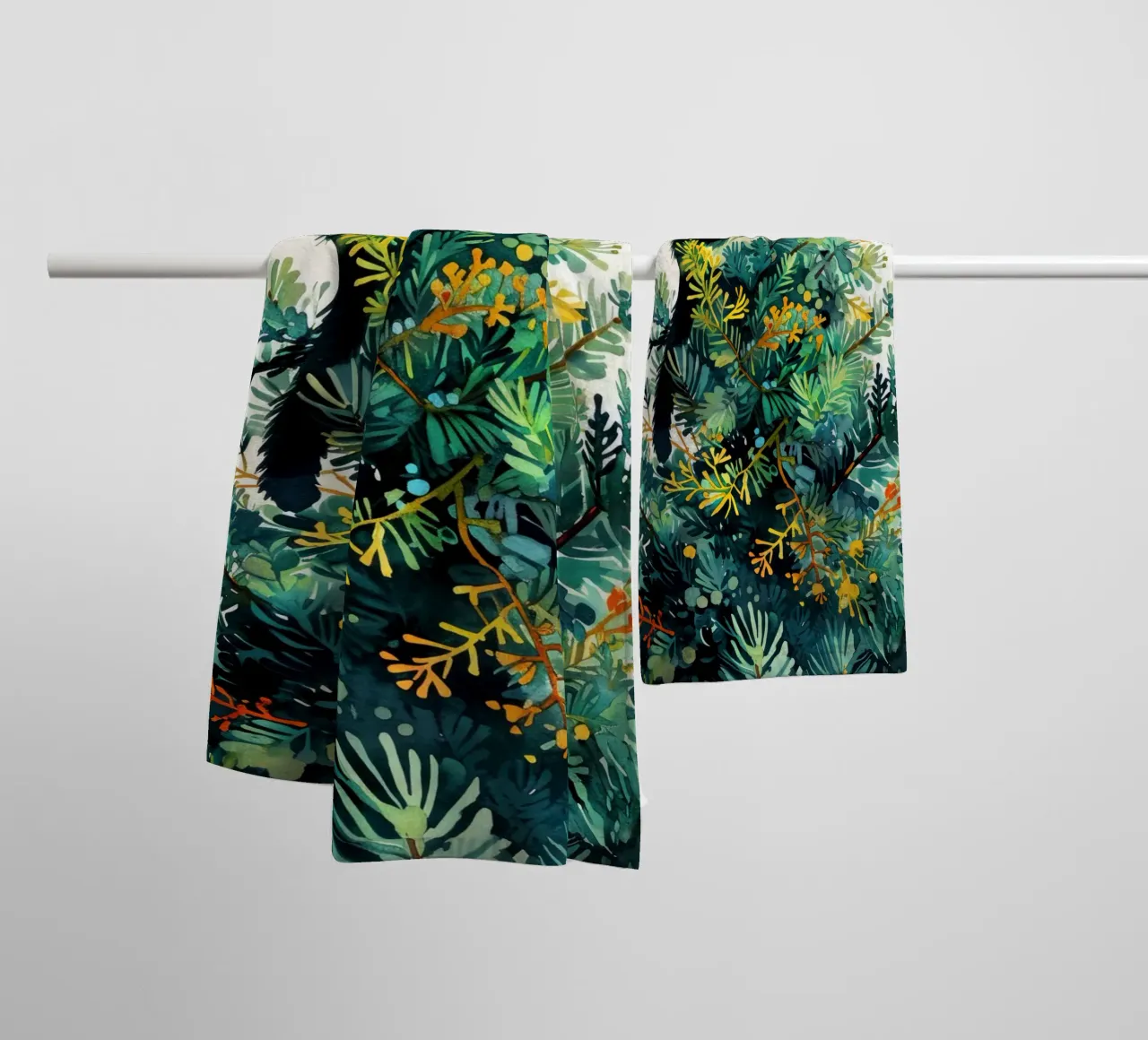 cat on a Christmas tree towel by Justyna Jaszke JBJart