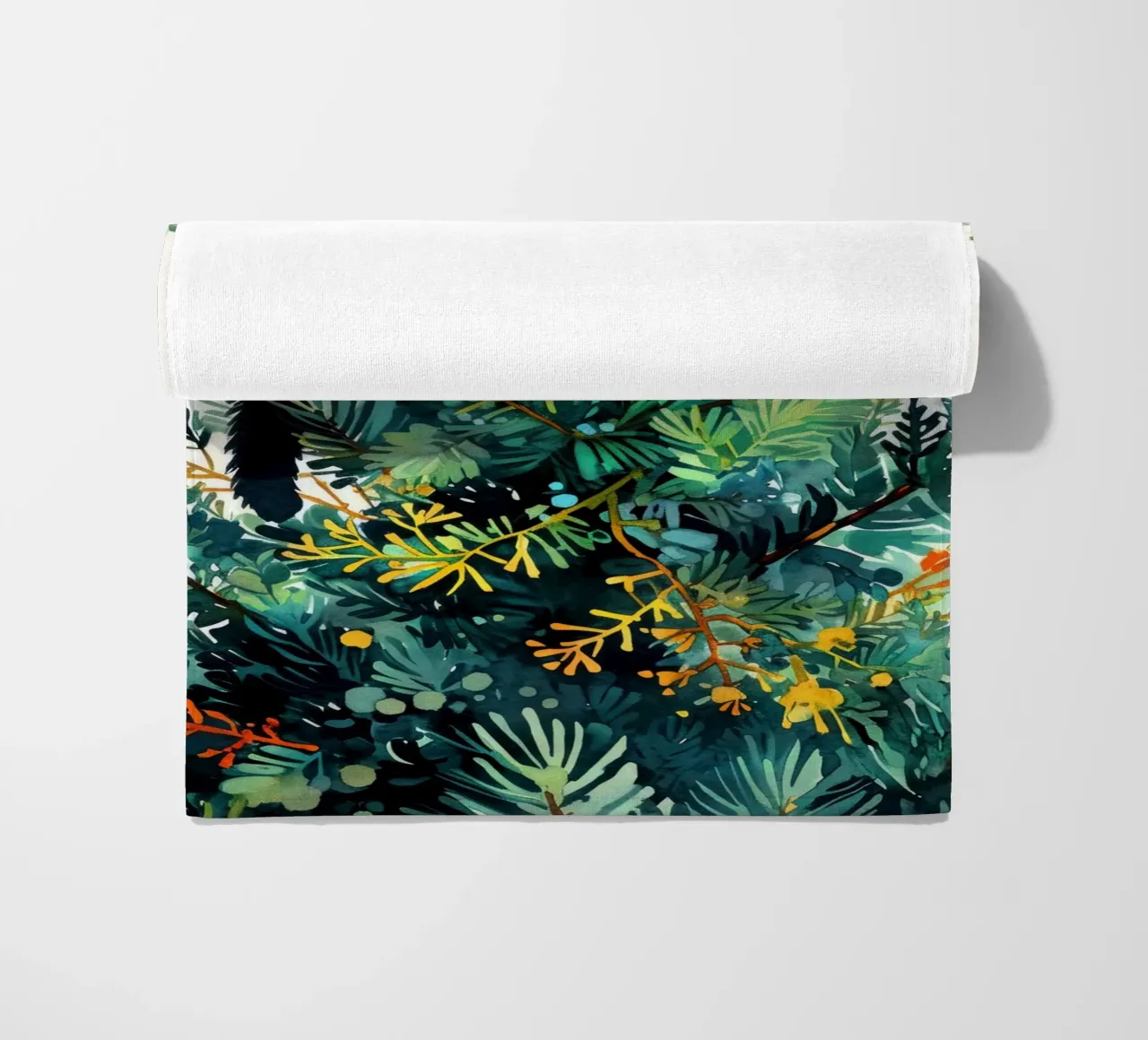 cat on a Christmas tree beach towel by Justyna Jaszke JBJart