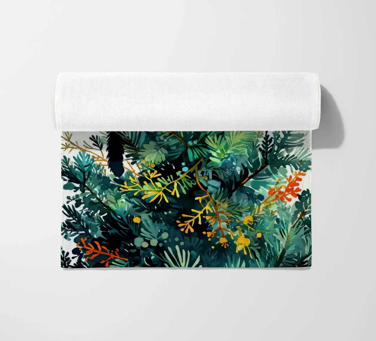 cat on a Christmas tree beach towel by Justyna Jaszke JBJart