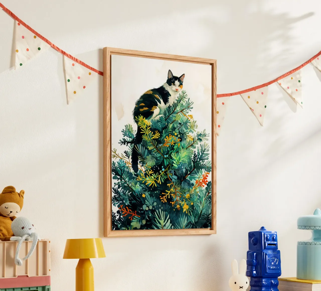 gatto sull'albero di Natale plexiglass da Justyna Jaszke JBJart