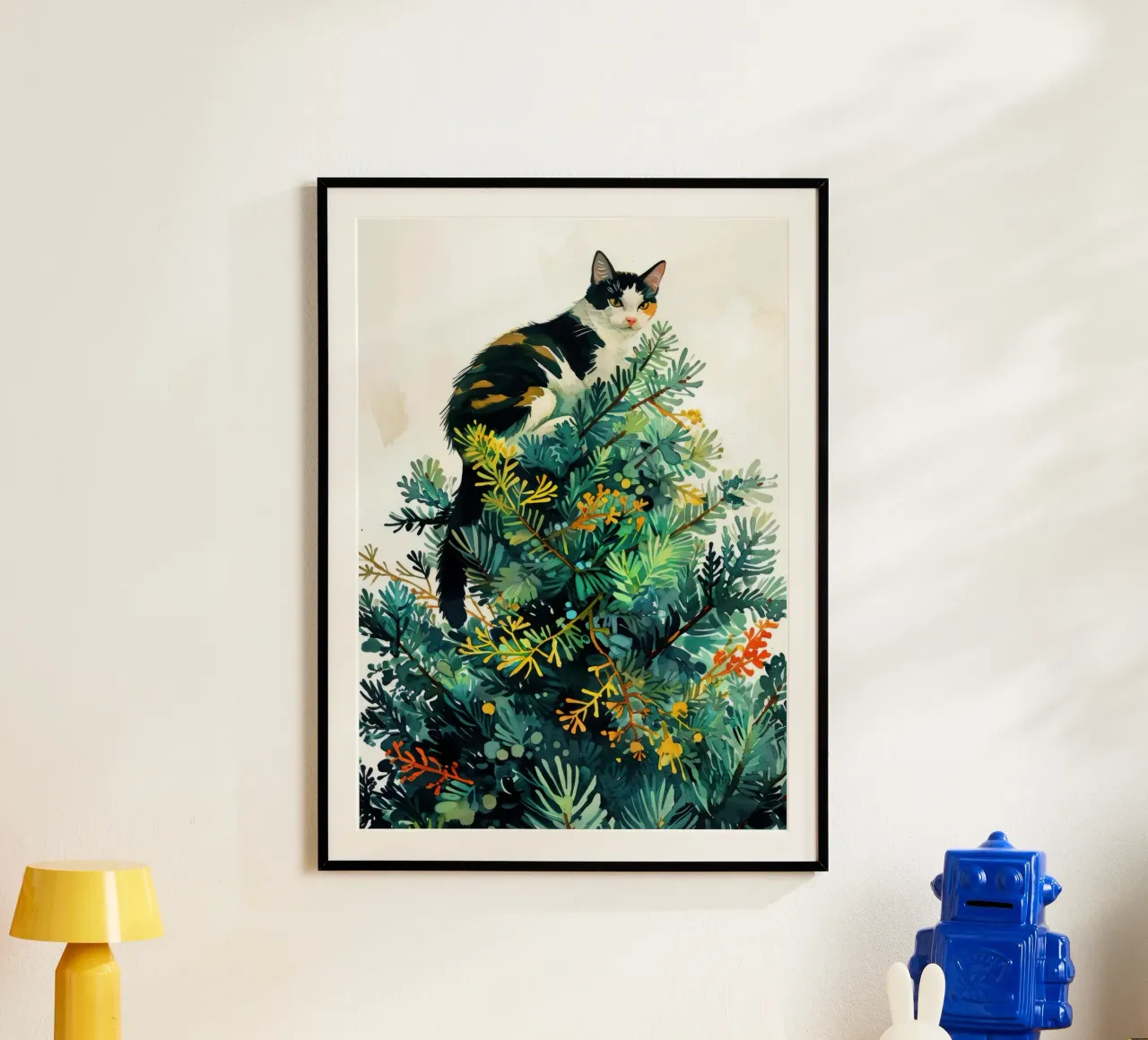 Katze auf Weihnachtsbaum Poster von Justyna Jaszke JBJart