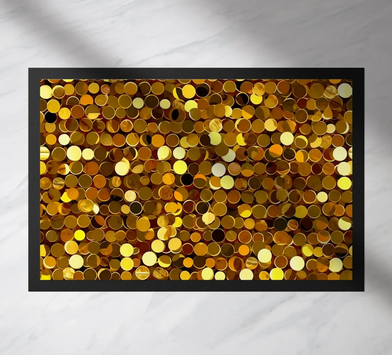Golden sequins | Fascinating interplay of light & texture doormat by Autofocus