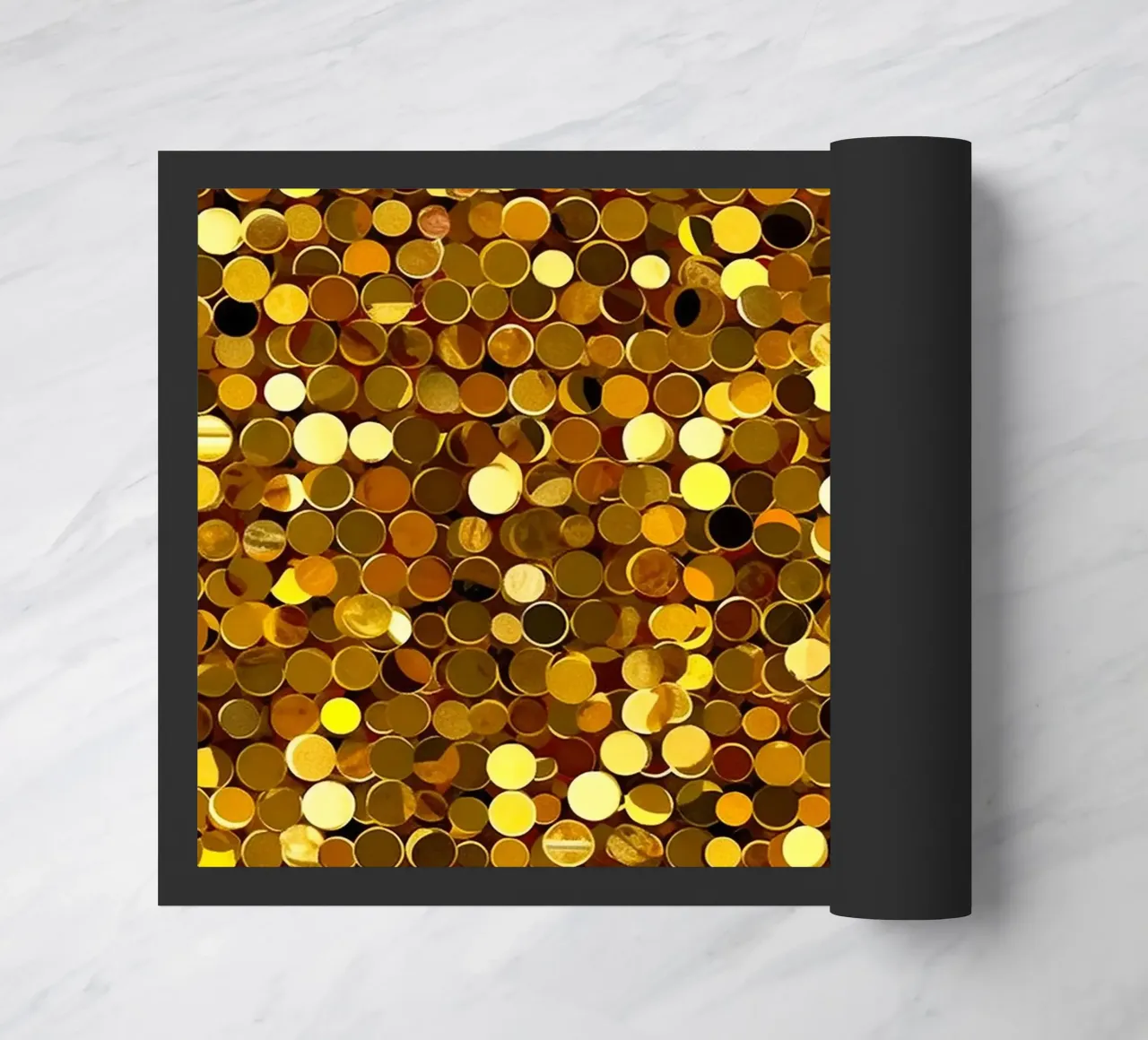 Golden sequins | Fascinating interplay of light & texture doormat by Autofocus