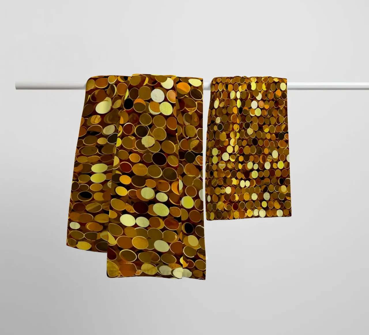 Golden sequins | Fascinating interplay of light & texture towel by Autofocus