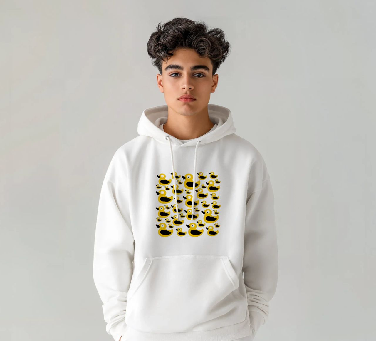 Cute yellow duck pattern felpa con cappuccio da baobabprintstore