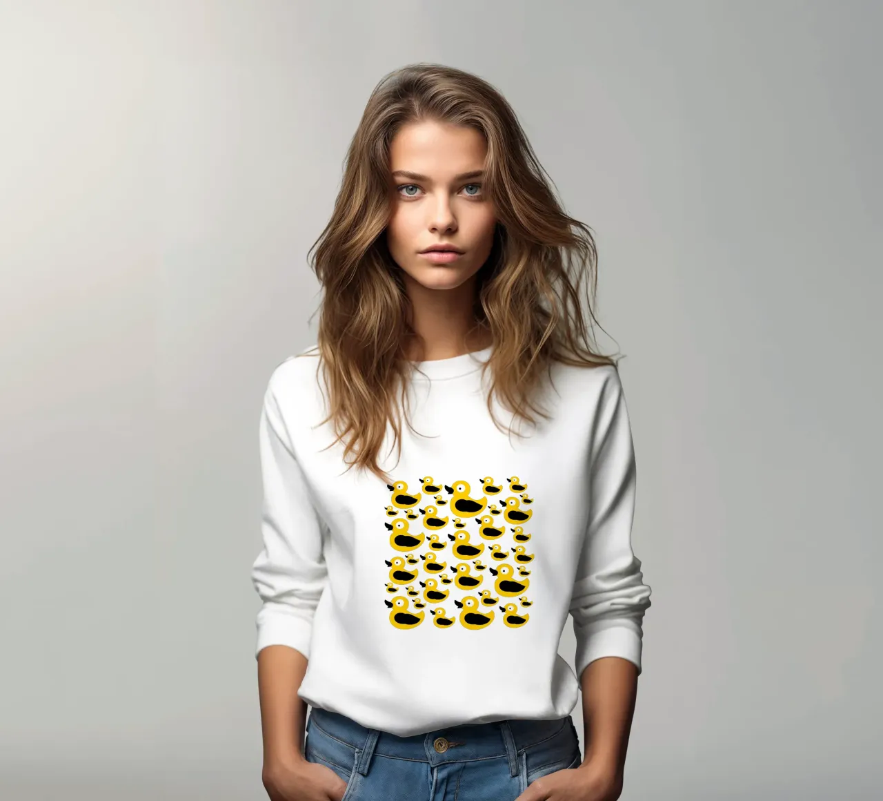 Cute yellow duck pattern Sweatshirt von baobabprintstore
