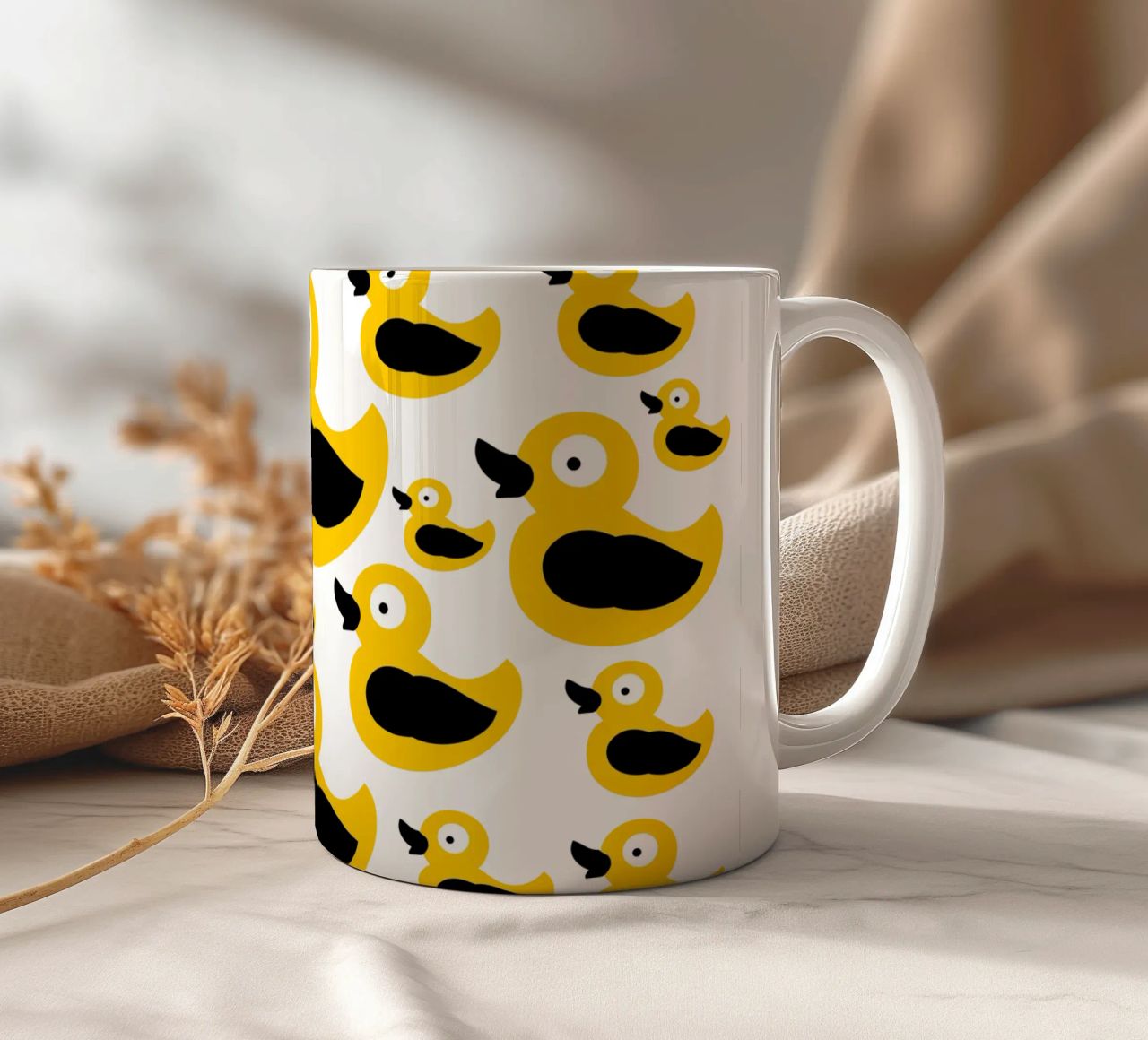 Cute yellow duck pattern tazza in ceramica da baobabprintstore