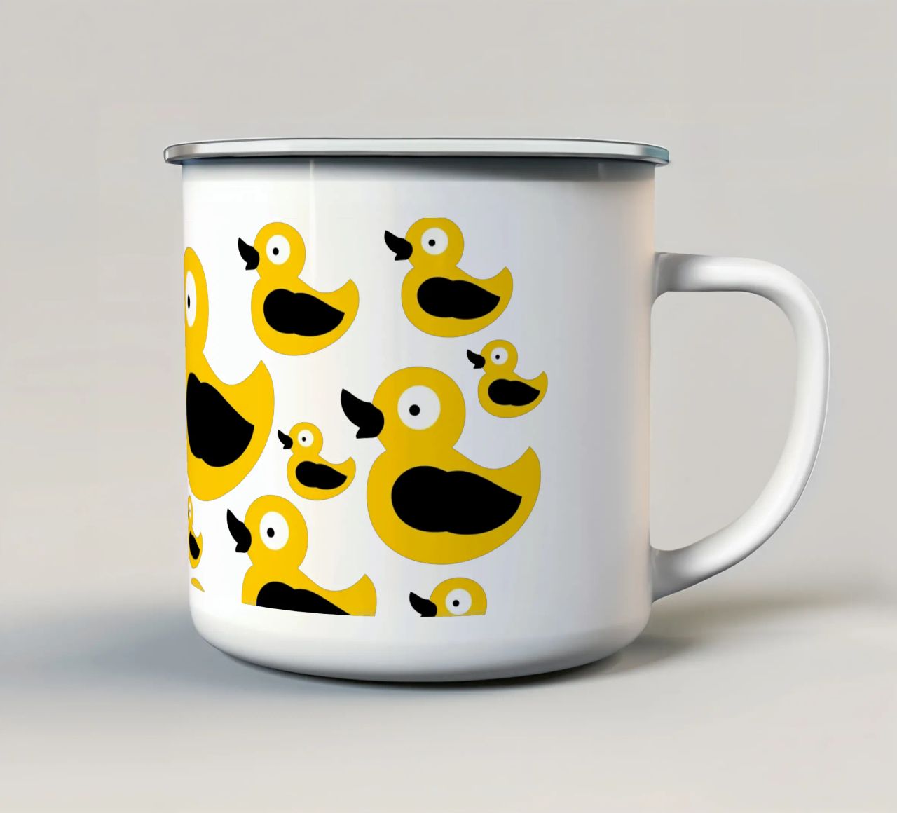 Cute yellow duck pattern tazza in smalto da baobabprintstore