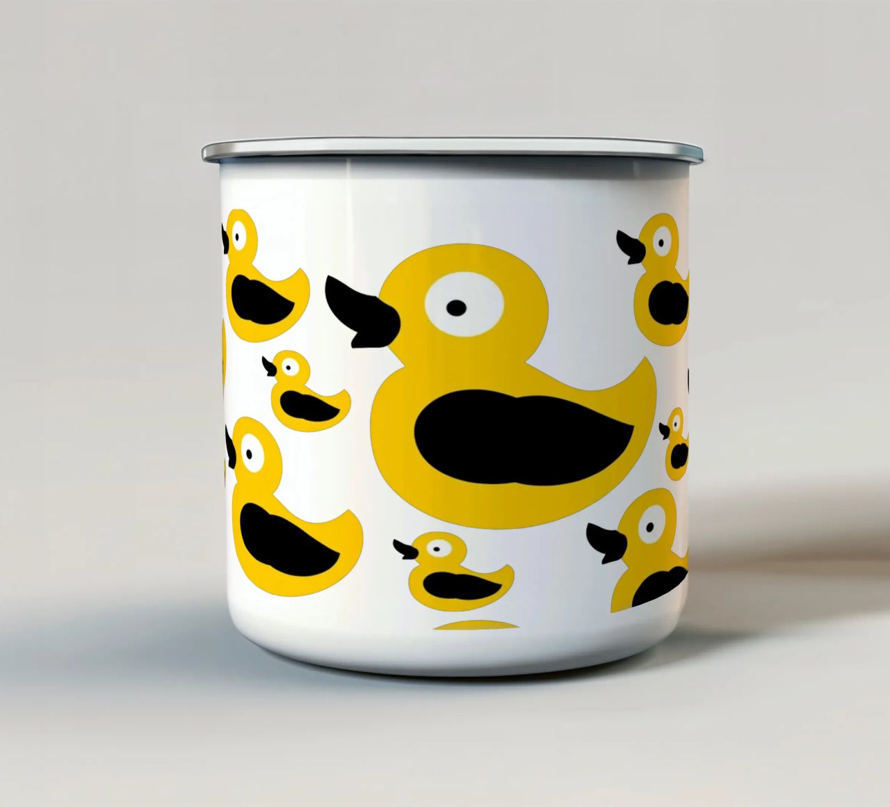 Cute yellow duck pattern tazza in smalto da baobabprintstore