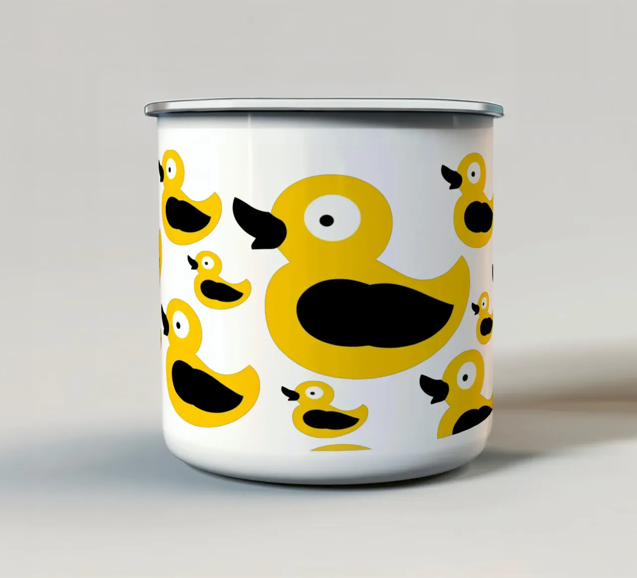 Cute yellow duck pattern enamel mug by baobabprintstore