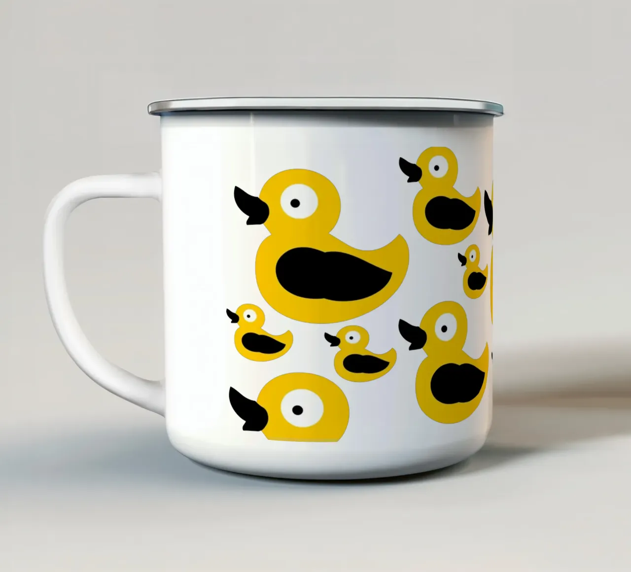 Cute yellow duck pattern enamel mug by baobabprintstore