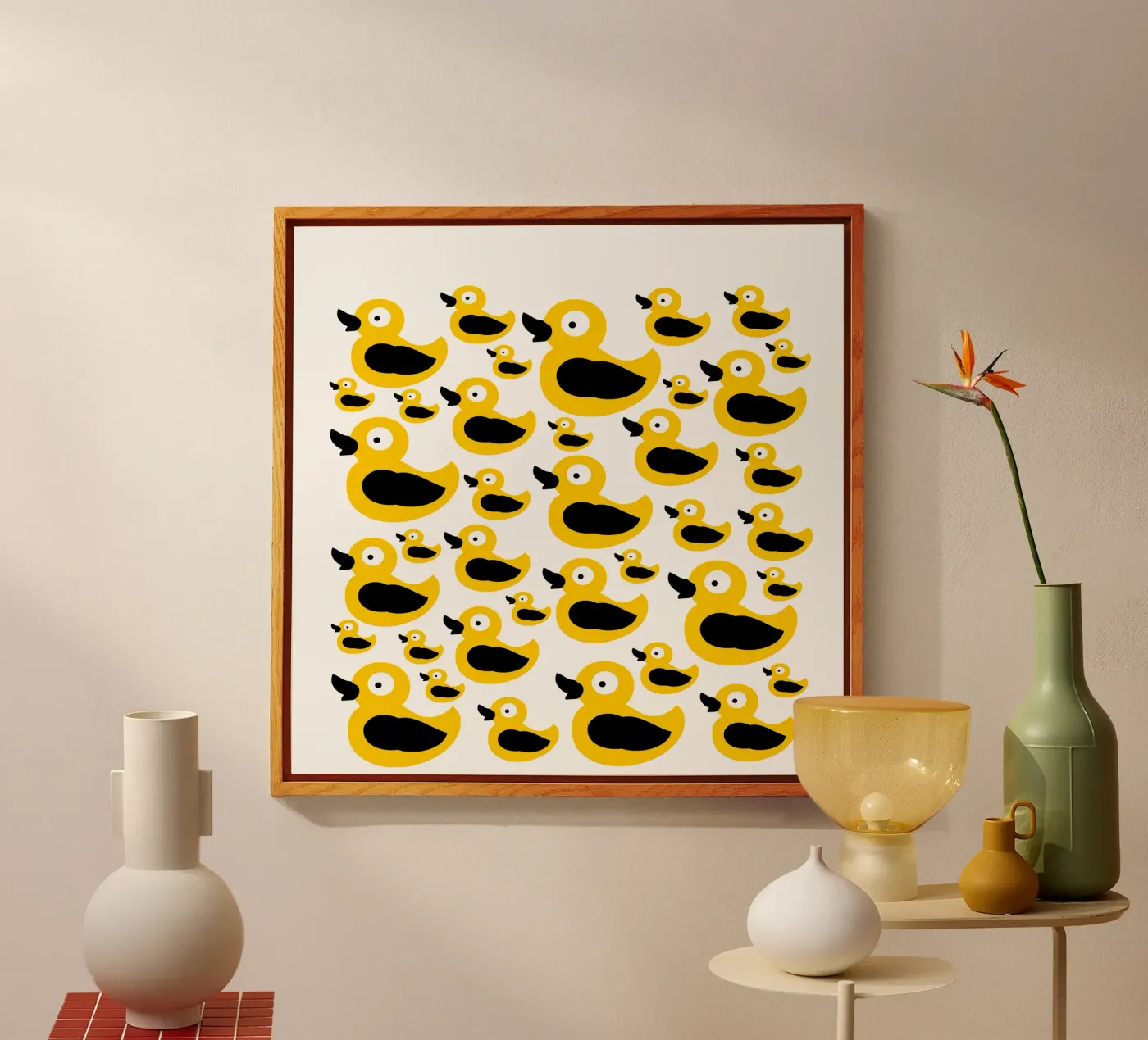 Cute yellow duck pattern plexiglas de baobabprintstore
