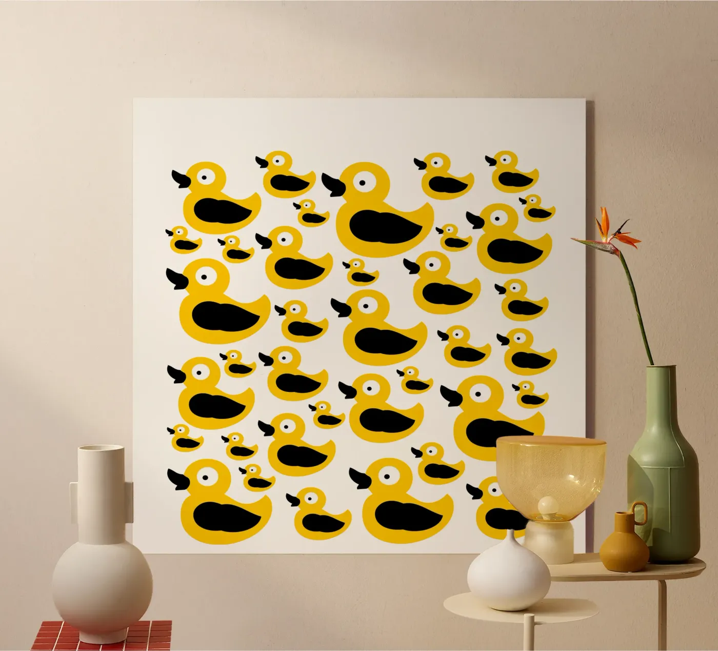 Cute yellow duck pattern plexiglas de baobabprintstore