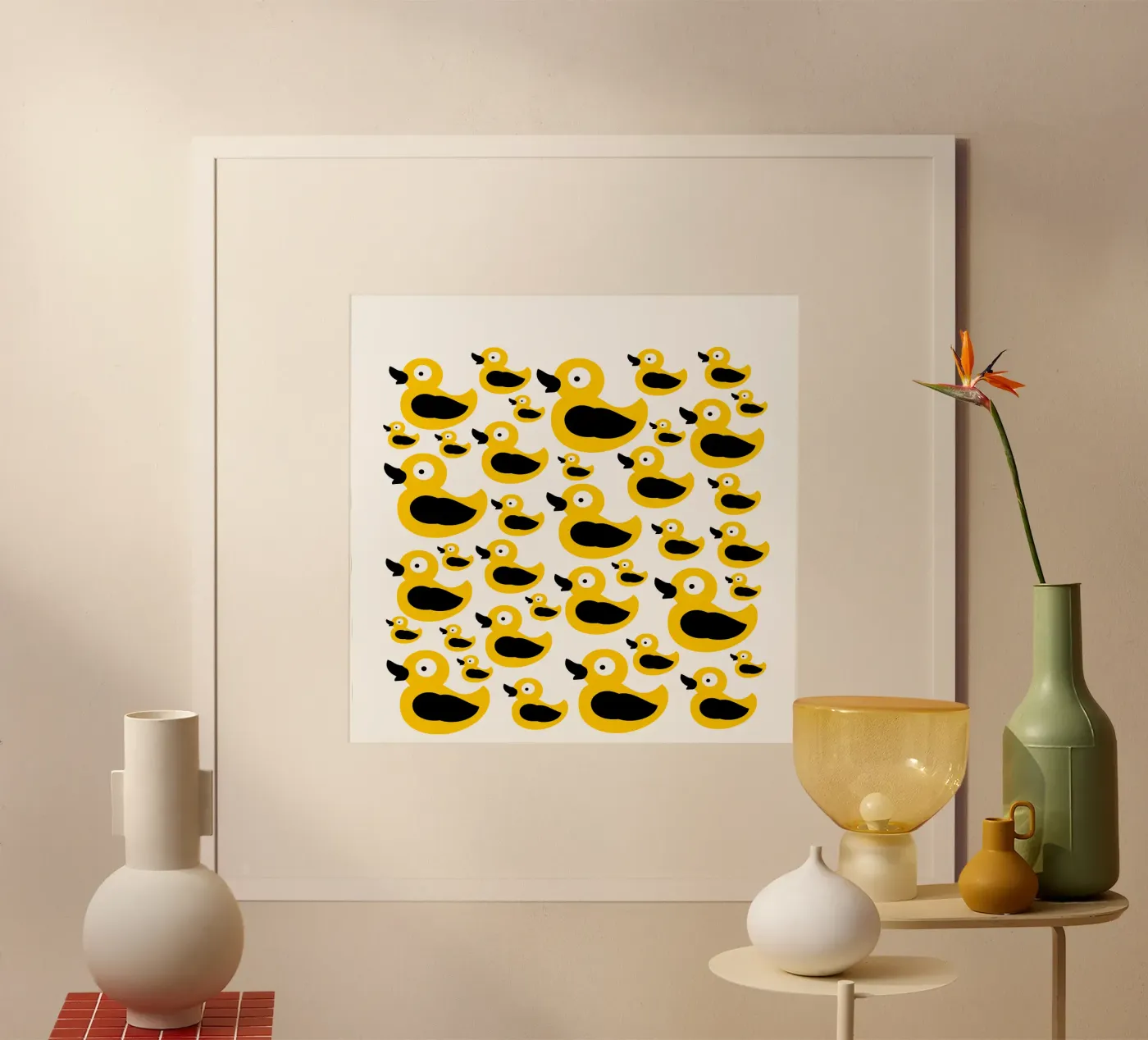 Cute yellow duck pattern poster da baobabprintstore