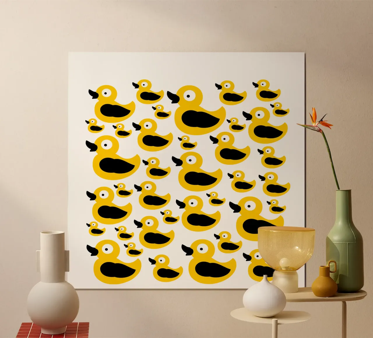 Cute yellow duck pattern poster da baobabprintstore