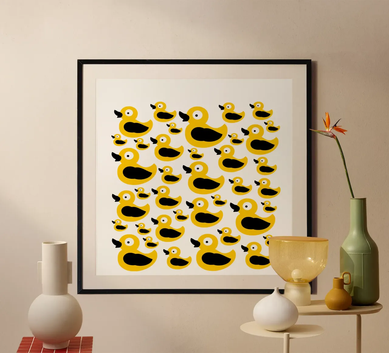 Cute yellow duck pattern poster da baobabprintstore