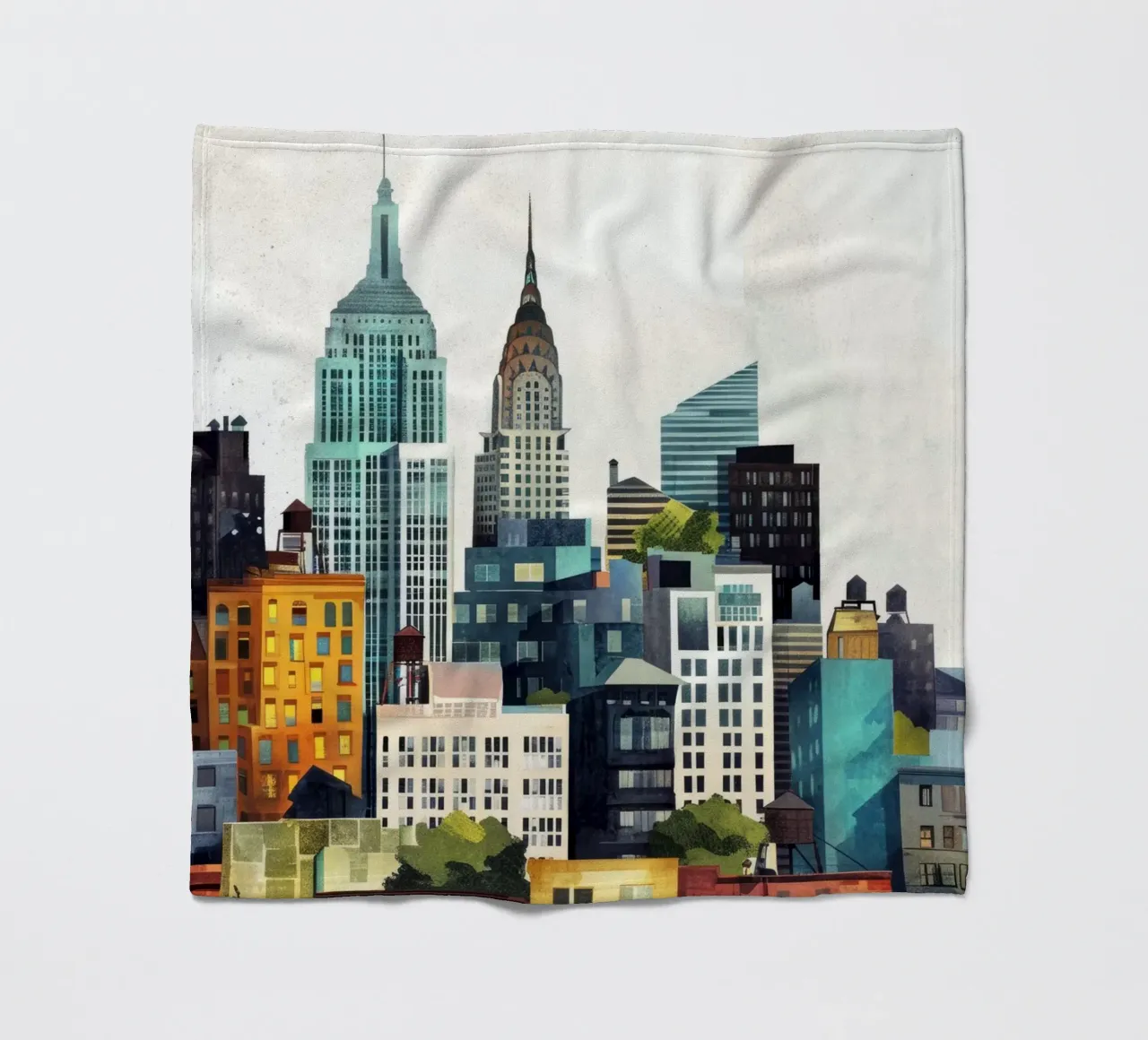New York City acquerello pittura digitale coperta in pile da Justyna Jaszke JBJart