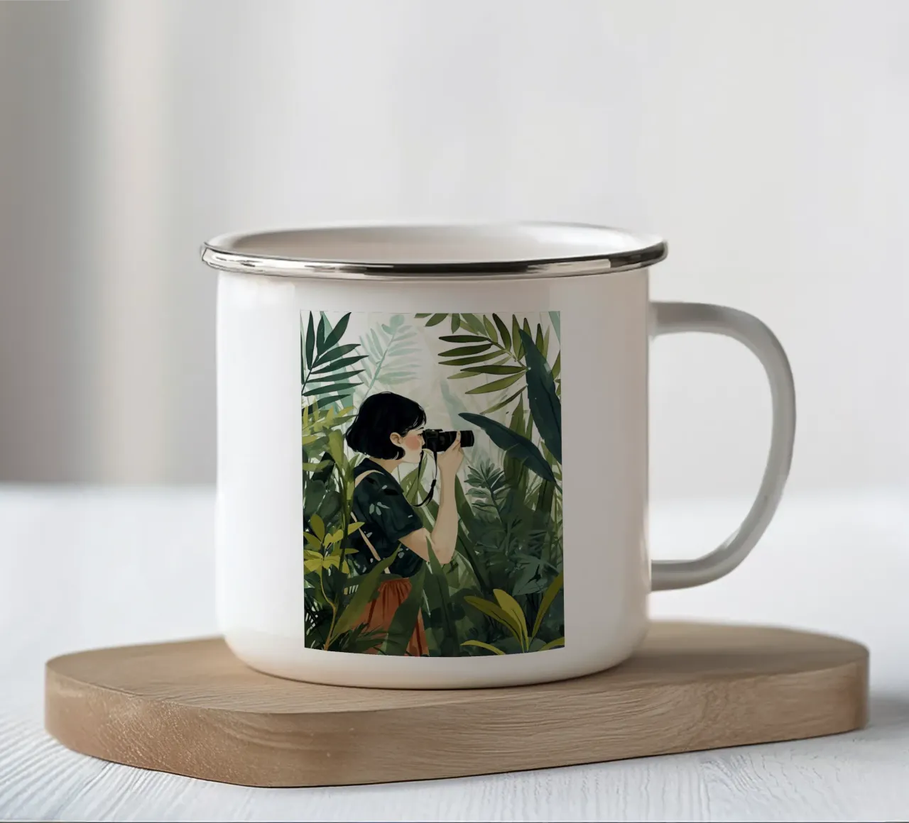 Pittura digitale ad acquerello per le vacanze tazza in smalto da Justyna Jaszke JBJart