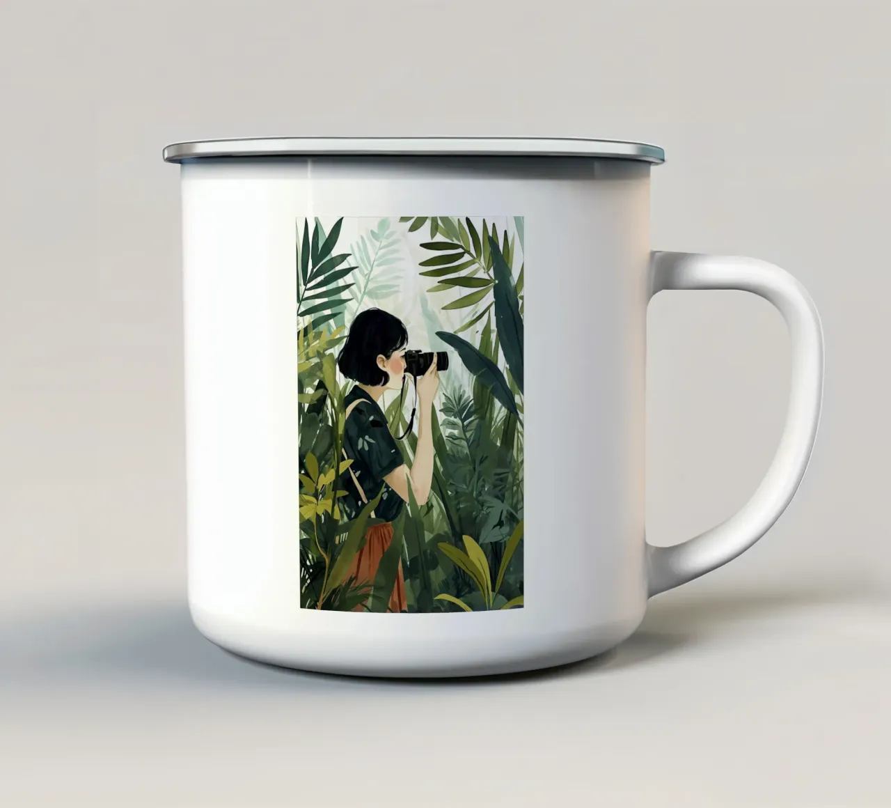 Pittura digitale ad acquerello per le vacanze tazza in smalto da Justyna Jaszke JBJart