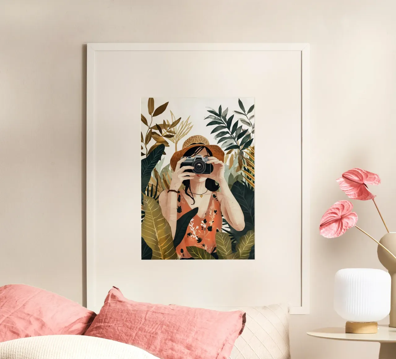 Pittura digitale ad acquerello per le vacanze poster con telaio in legno da Justyna Jaszke JBJart