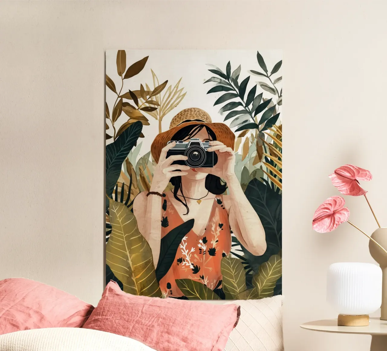 Pittura digitale ad acquerello per le vacanze poster con telaio in legno da Justyna Jaszke JBJart