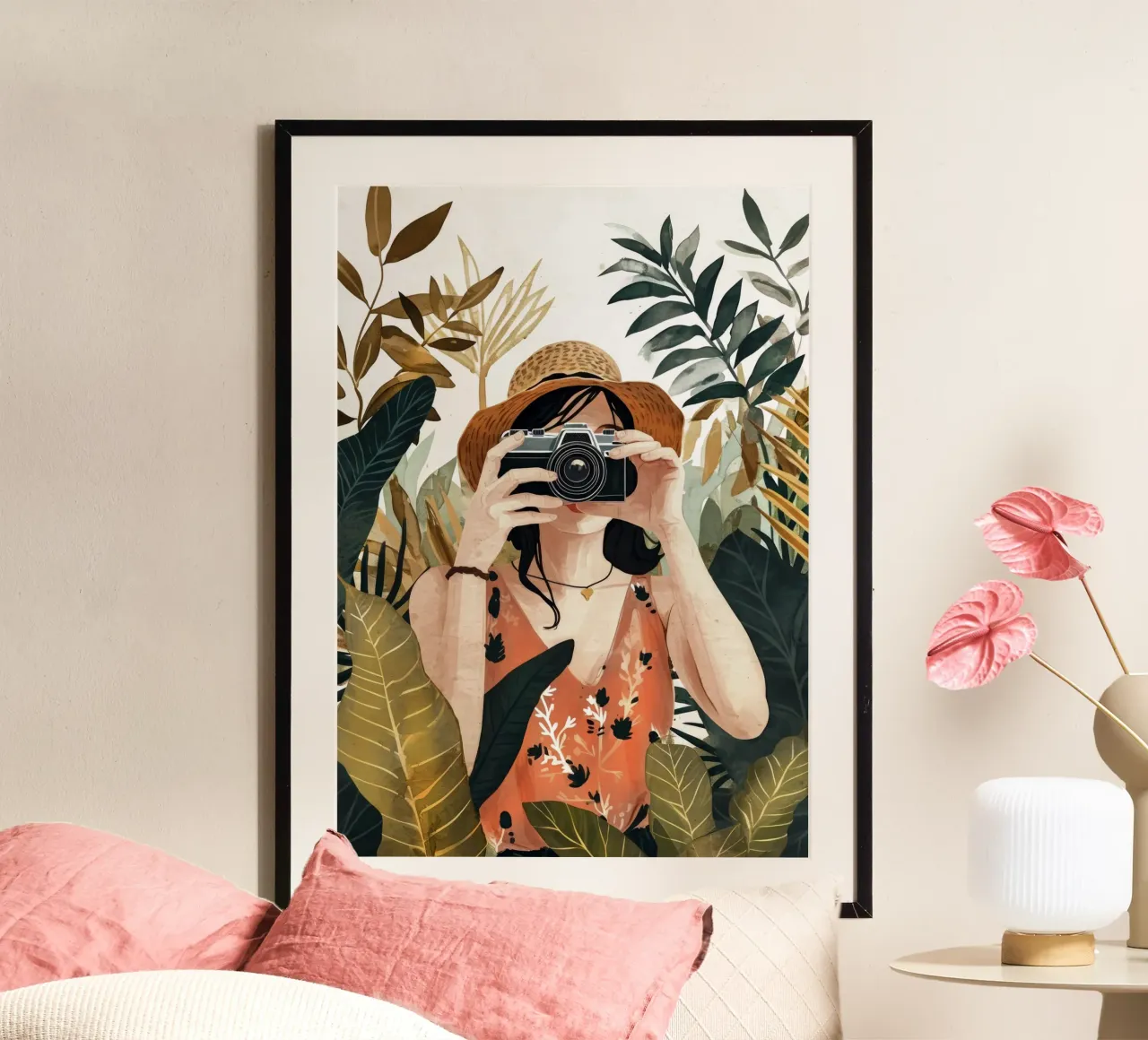 Pittura digitale ad acquerello per le vacanze poster con telaio in legno da Justyna Jaszke JBJart