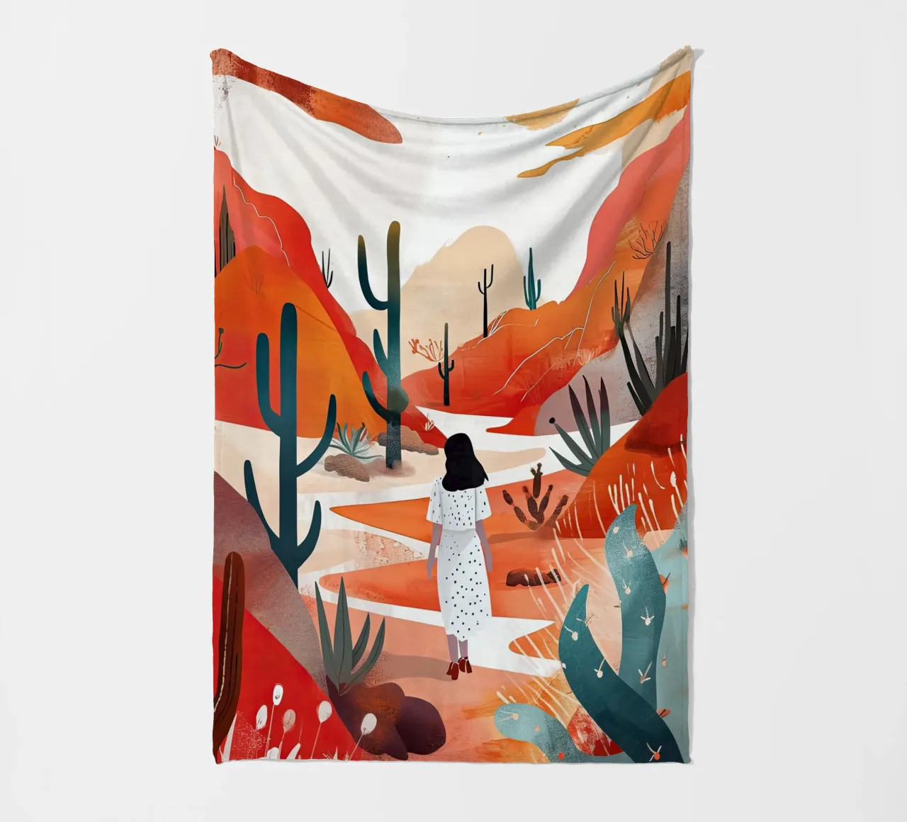 Vacation watercolor digital painting fleece blanket by Justyna Jaszke JBJart